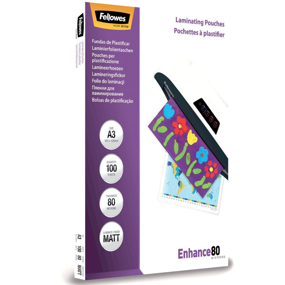 Laminierfolien matt Enhance 80 Mikron, A3,100 Stück FELLOWES 5452003 FELLOWES 5452003 80my