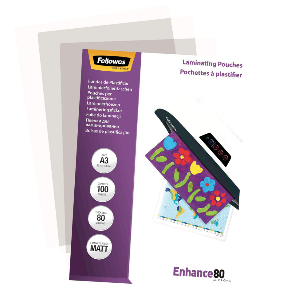 Laminierfolien matt Enhance 80 Mikron, A3,100 Stück FELLOWES 5452003 FELLOWES 5452003 80my