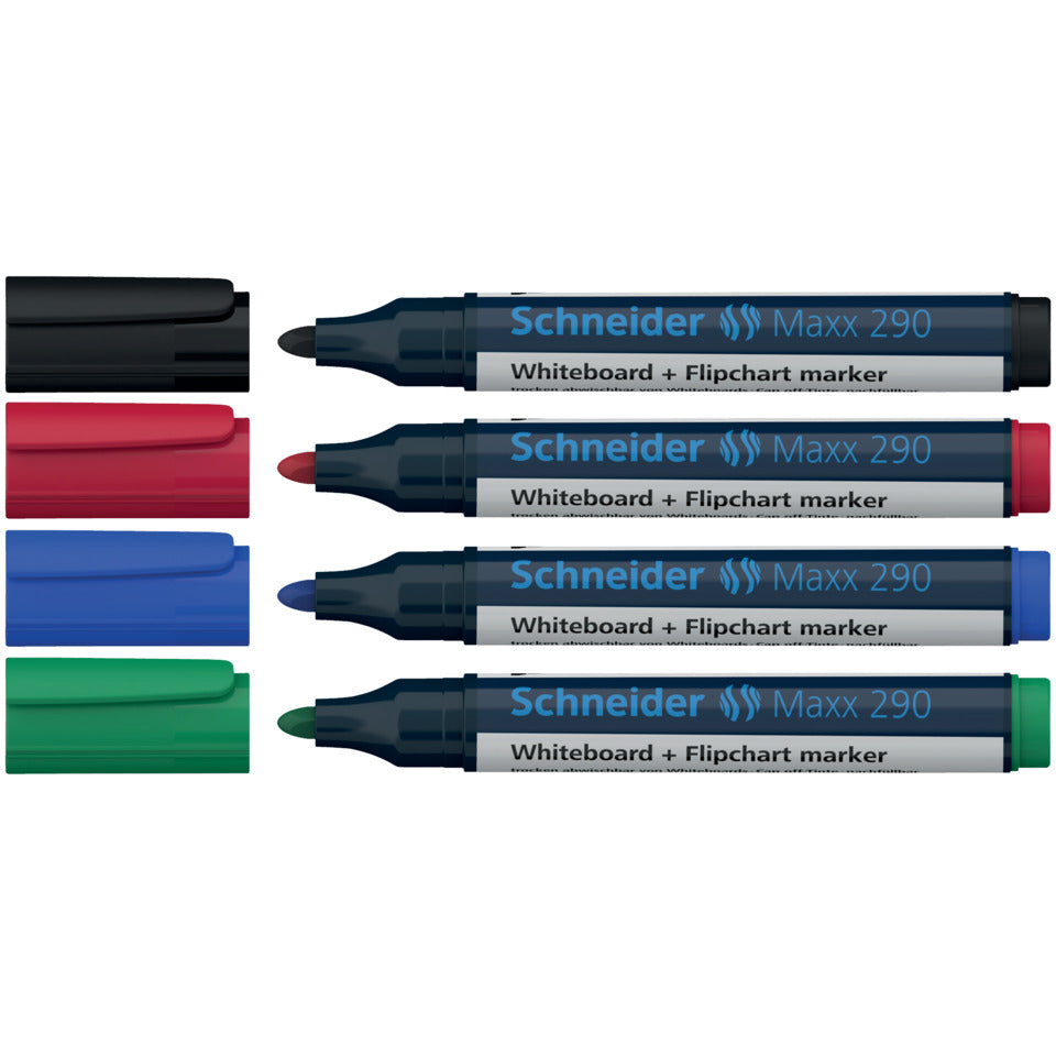 Boardmarker Maxx 290, nachfüllbar, 2-3 mm, sortiert, 4er Karton-Etui SCHNEIDER SN129094 SCHNEIDER SN129094 Rundspitze