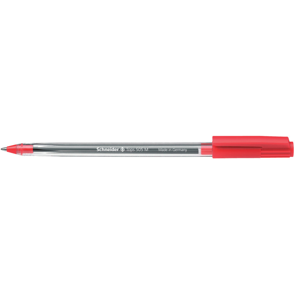 Kugelschreiber Tops 505, Kappenmodell, M, rot, Farbe des Schaftes: transparent SCHNEIDER SN150602 SCHNEIDER SN150602 Einweg