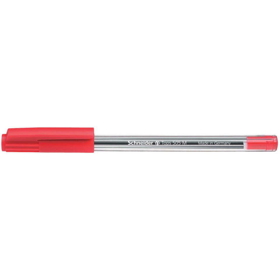 Kugelschreiber Tops 505, Kappenmodell, M, rot, Farbe des Schaftes: transparent SCHNEIDER SN150602 SCHNEIDER SN150602 Einweg