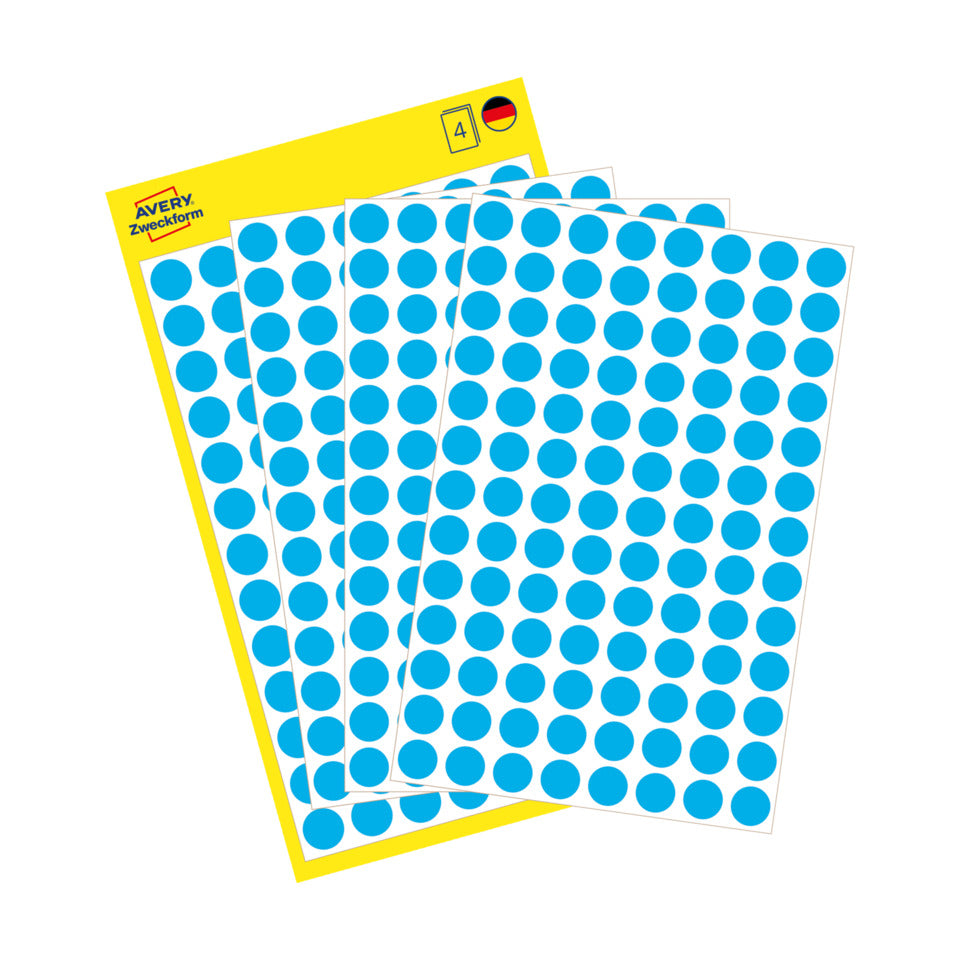 Markierungspunkte, Ø8mm, 416 Stück, blau AVERY ZWECKFORM 3011 ZWECKFORM 3011 permanent haftend