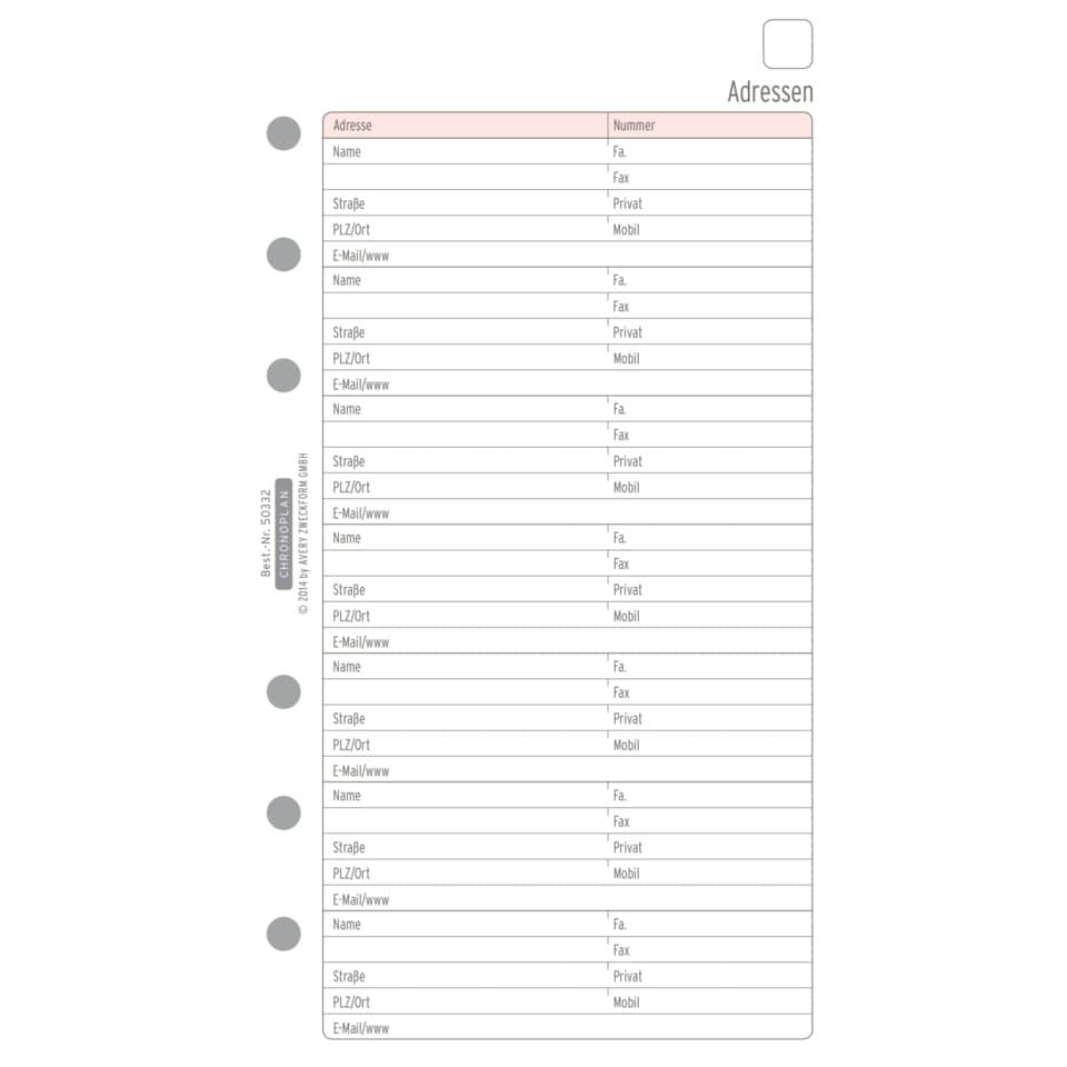 Notizblatt Midi, 96 x 172 mm, 80g/m², 16 Blatt, liniert, weiß CHRONOPLAN 50332