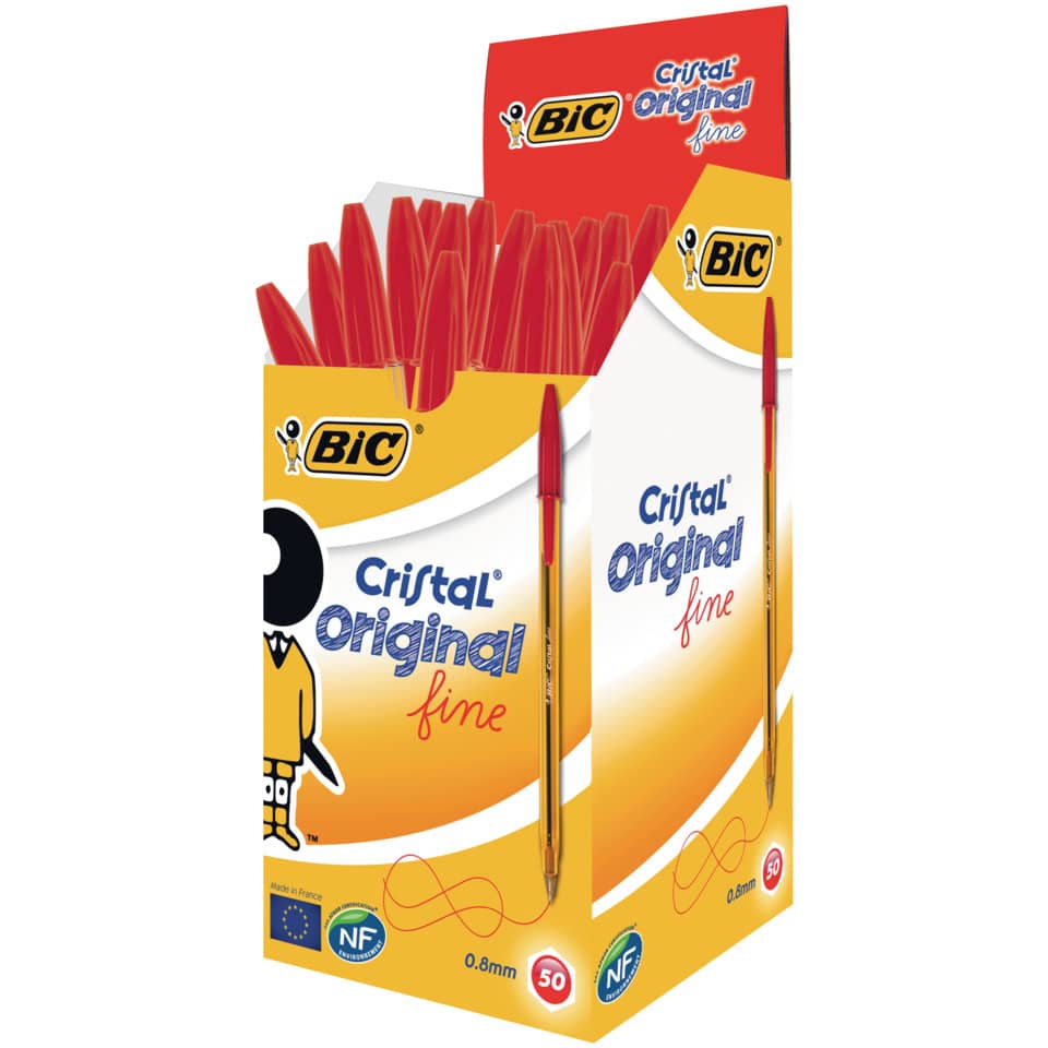 Kugelschreiber Cristal® Original fine, 0,35 mm, rot BIC 872720 BIC 872720 gelber Schaft