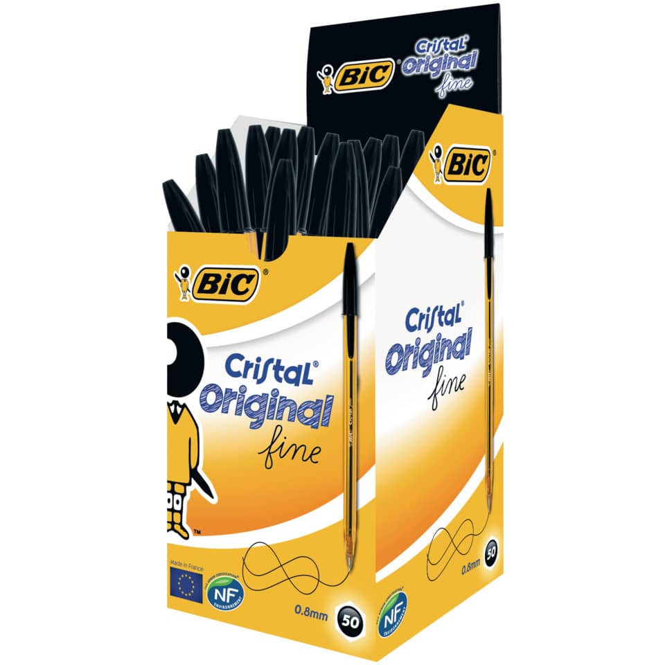 Kugelschreiber Cristal® Original fine, 0,35 mm, schwarz BIC 872731 BIC 872731 gelber Schaft