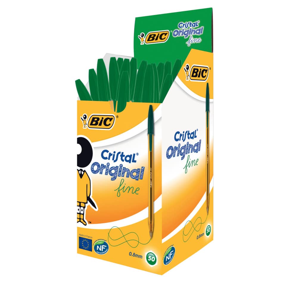 Kugelschreiber Cristal® Original fine, 0,35 mm, grün BIC 872729 BIC 872729 gelber Schaft