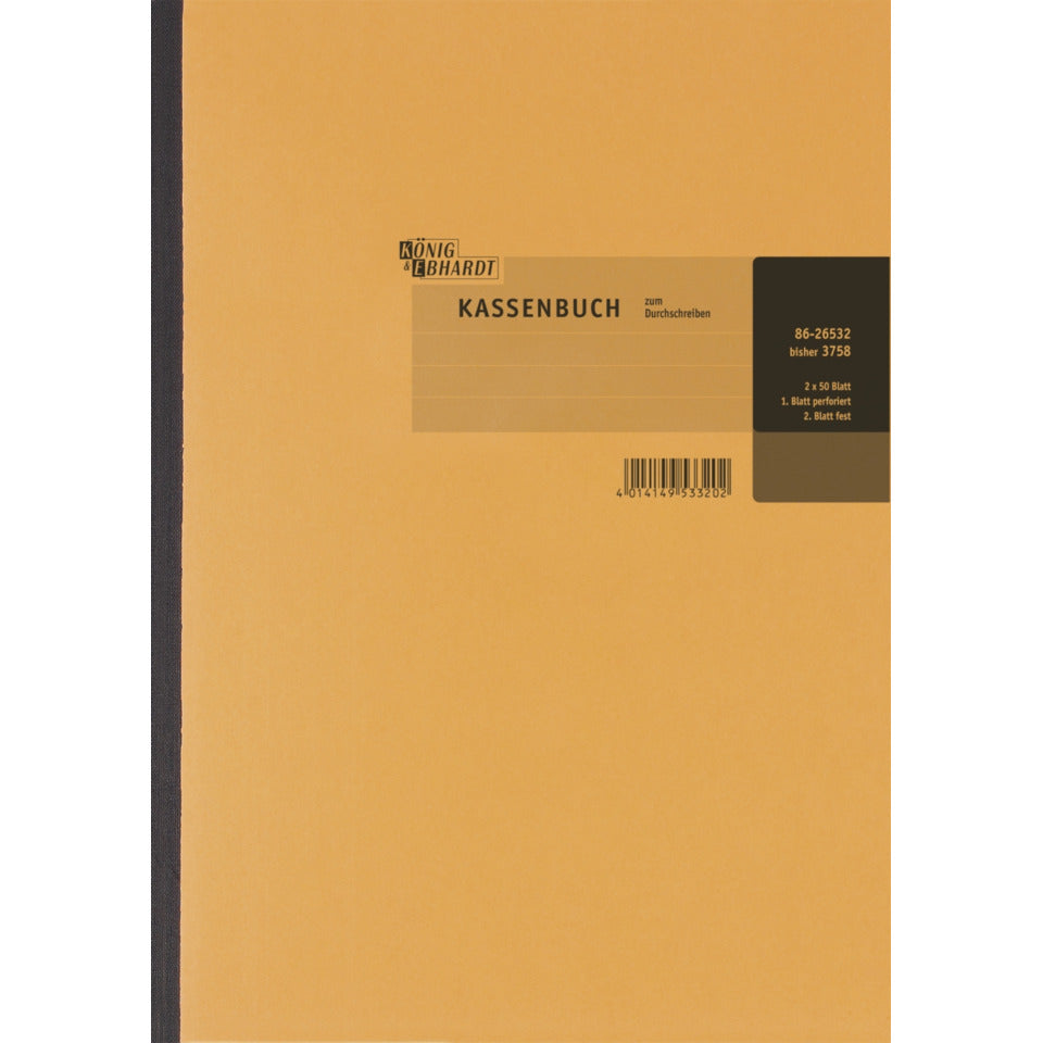 Kassenbuch A4, Karton, orange KÖNIG & EBHARDT 8626532 K+E 8626532 2x50Blatt