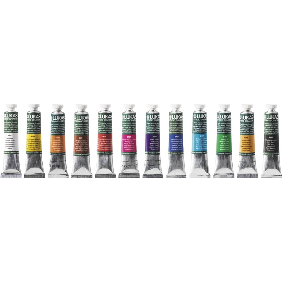 Malfarbe Tempera, 19ml, 12 Stück, sortiert LUKAS K119012 LUKAS K119012 Tube