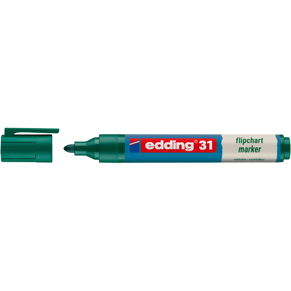 Flipchartmarker 31 EcoLine, 1,5-3mm, Rundspitze, grün EDDING 31-004 EDDING 31-004 nachfüllbar Rundspitze