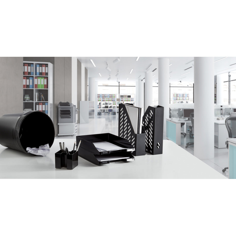 Briefablage KLASSIK, DIN A4/C4, stapelbar, stabil, modern, schwarz HAN 1027-X-13D