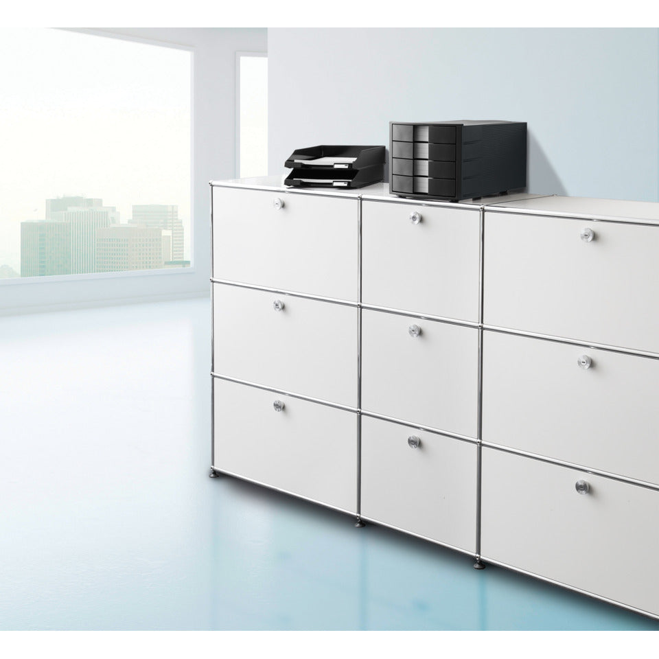 Briefablage KLASSIK, DIN A4/C4, stapelbar, stabil, modern, schwarz HAN 1027-X-13D