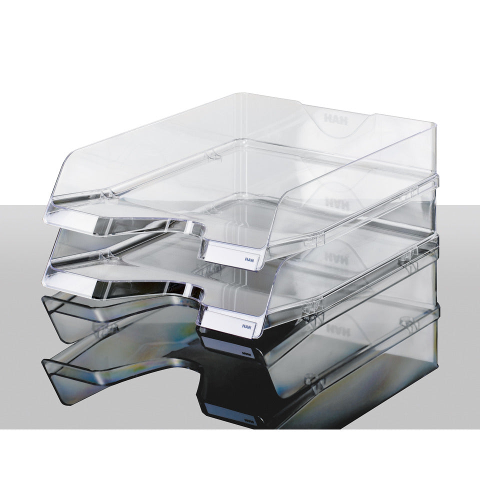 Briefablage VIVA, DIN A4/C4, stapelbar, mit Clip, hochglänzend, glasklar HAN 10275-23D