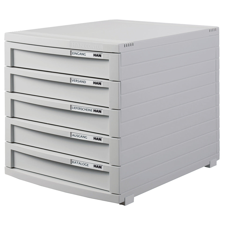 Schubladenbox CONTUR, DIN A4/B4/C4, 5 geschlossene Schubladen, lichtgrau HAN 1505-11D HAN 1505-11 5 CONTUR gesch.Ld