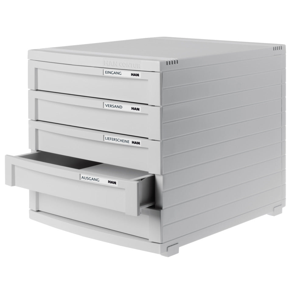 Schubladenbox CONTUR, DIN A4/B4/C4, 5 geschlossene Schubladen, lichtgrau HAN 1505-11D HAN 1505-11 5 CONTUR gesch.Ld
