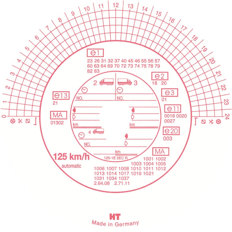 Tachoscheibe - 125 km/h Automatik, Ø12cm, 100 Blatt RNK 3101 RNK 3101 HAUG Automatic