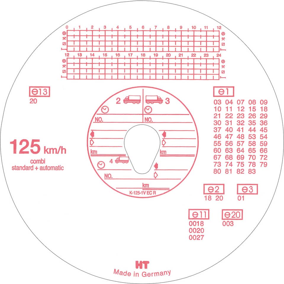 Tachoscheibe - 125 km/h Kombi, Ø12cm, 100 Blatt RNK 3100 RNK 3100 HAUG Combi 125100