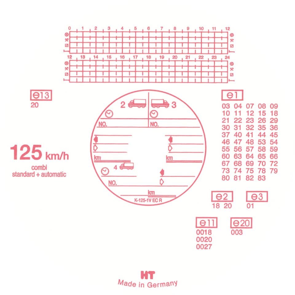 Tachoscheibe - 125 km/h Kombi, Ø12cm, 100 Blatt RNK 3100 RNK 3100 HAUG Combi 125100