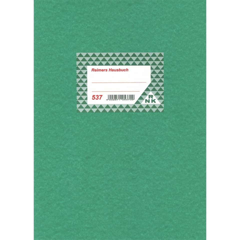 Hauskontobuch Reimers Hausbuch, 1 Jahr bis 52 Mieter, A4, 16 Blatt RNK 537 RNK 537 52 Mieter 1 Monat je S