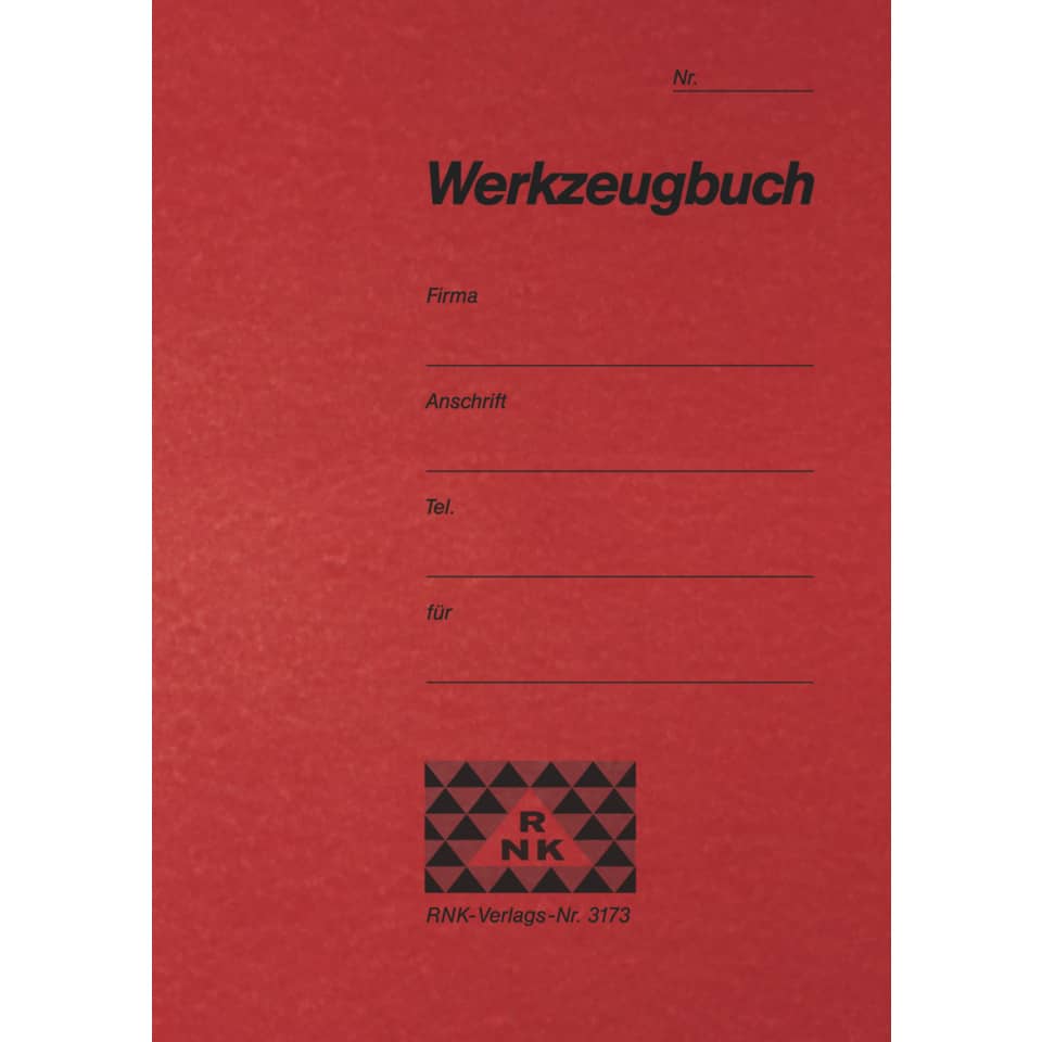 Werkzeugbuch, A6, neutrale Fassung, 8 Blatt RNK 3173