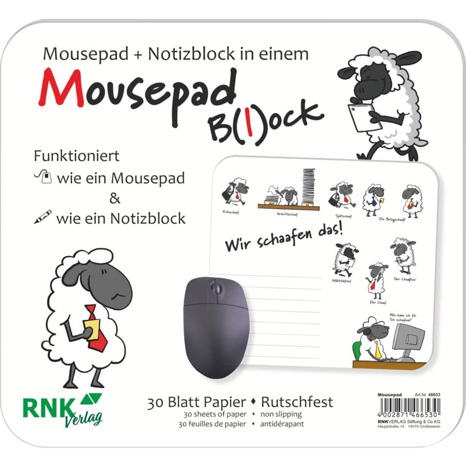 Mauspad - Block "Wir schaafen das!", 240 x 220 mm, 30 Blatt RNK 46653 RNK 46653 Design1