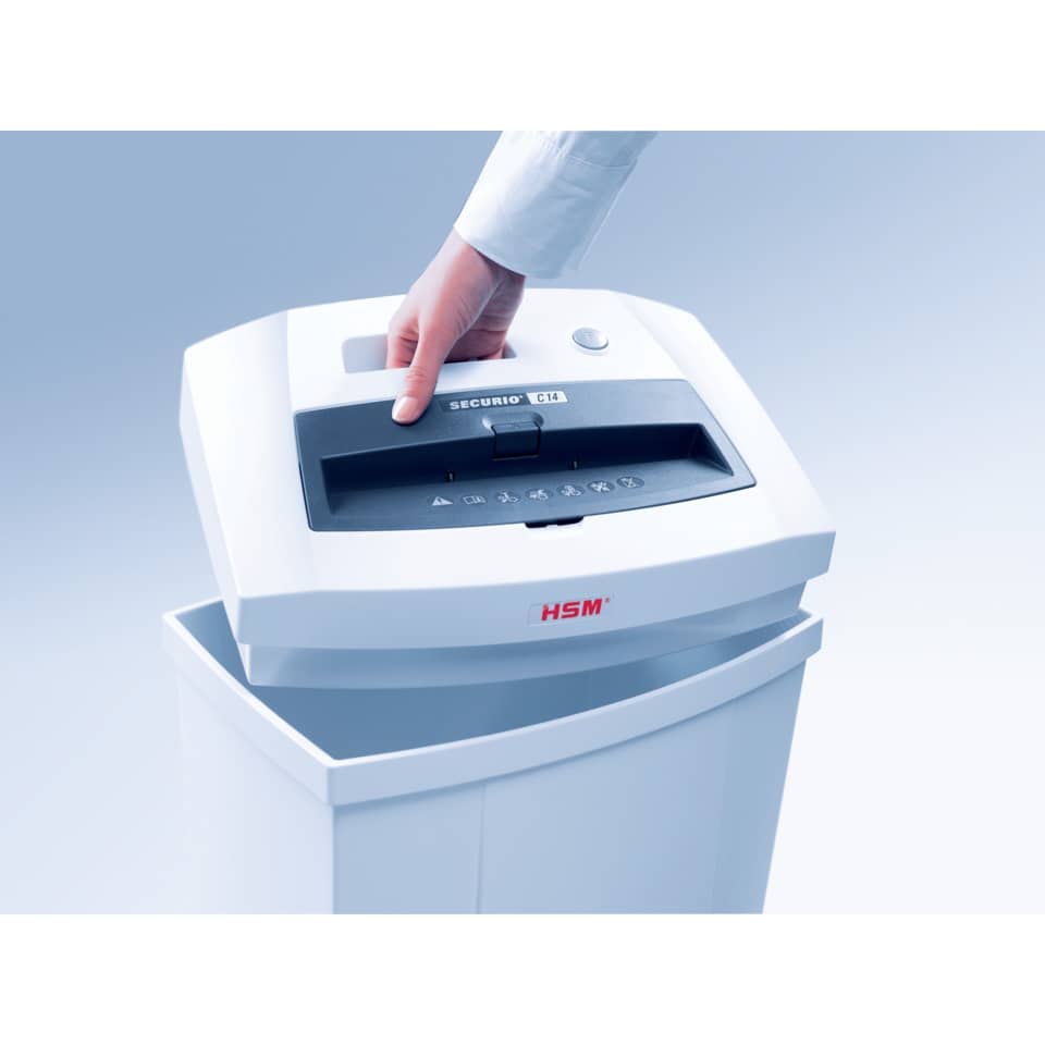 Aktenvernichter SECURIO C14, Streifenschnitt 3,9mm, P2, 12 Blatt, weiß HSM 2250111 HSM 2250111 3,9mm
