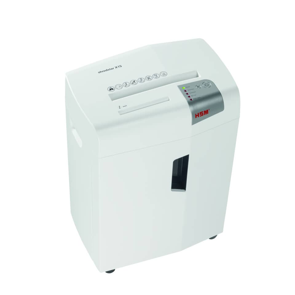 Aktenvernichter shredstar X15, Partikelschnitt 4x35mm, P4, 15 Blatt, weiß/silber HSM 1030121 HSM 1030121 4x37mm