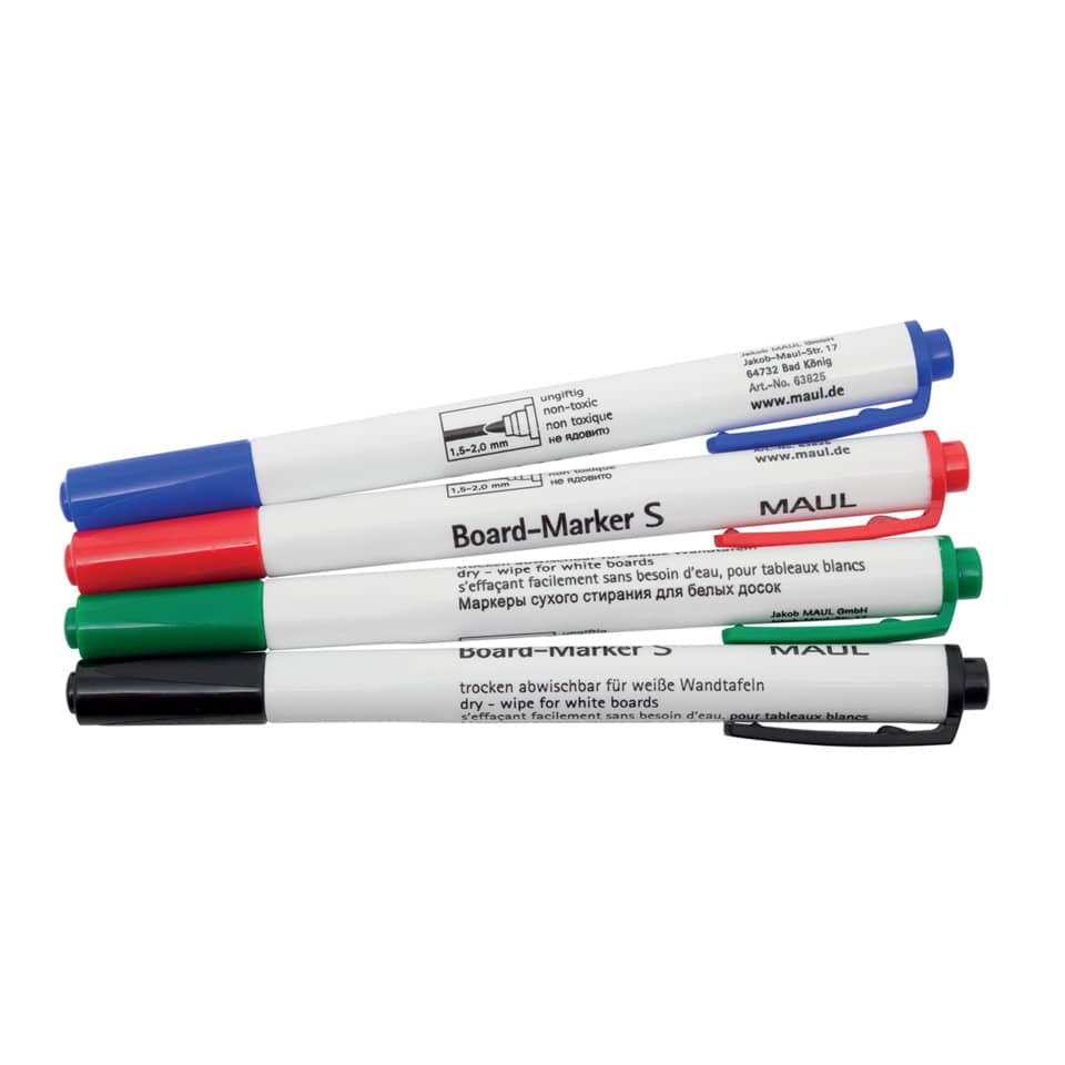 Whiteboardmarker, 1,5-2mm, Rundspitze, 4 Stück, sortiert MAUL 63825 99 HEBEL 63825 99 S 4ST