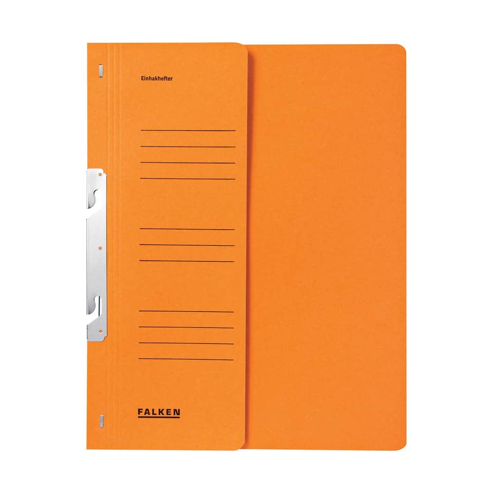 Einhakhefter, A4, halber Vorderdeckel, kaufmännische Heftung, orange FALKEN 80000755 FALKEN 80000755 1/2 Deckel
