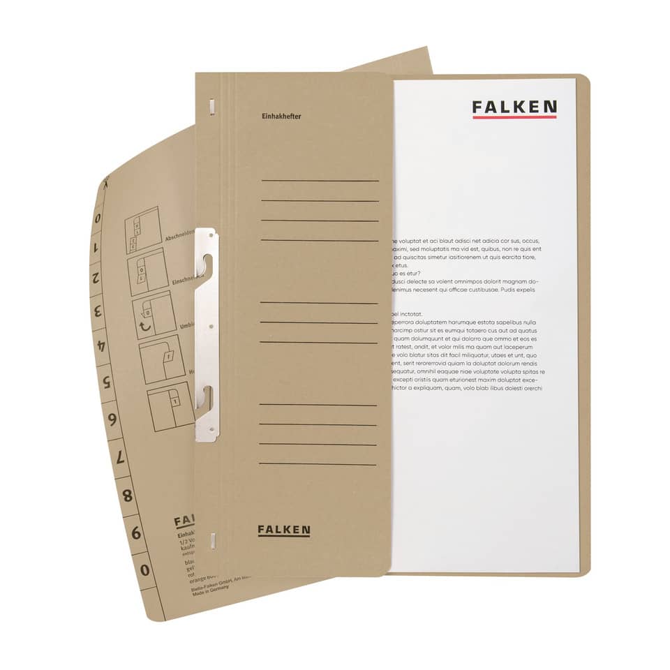 Einhakhefter, A4, halber Vorderdeckel, kaufmännische Heftung, grau FALKEN 80000763 FALKEN 80000763 1/2 Deckel
