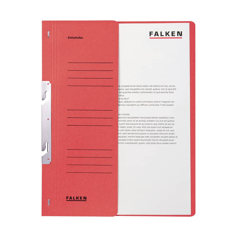 Einhakhefter, A4, halber Vorderdeckel, kaufmännische Heftung, rot FALKEN 80004005 FALKEN 80004005 1/2 Deckel
