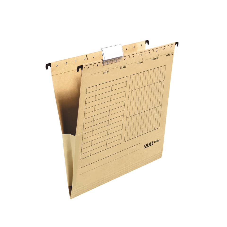 Hängetasche UniReg, 230g/m²-Kraftkarton, mit Leinenfröschen , braun FALKEN 80004336 FALKEN 80004336 UniReg