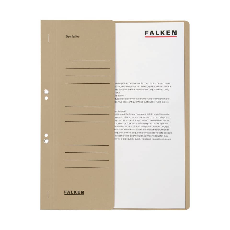 Ösenhefter, A4, 250 g/m², halber Deckel, kfm. Heftung, Manilakarton, grau FALKEN 80000508