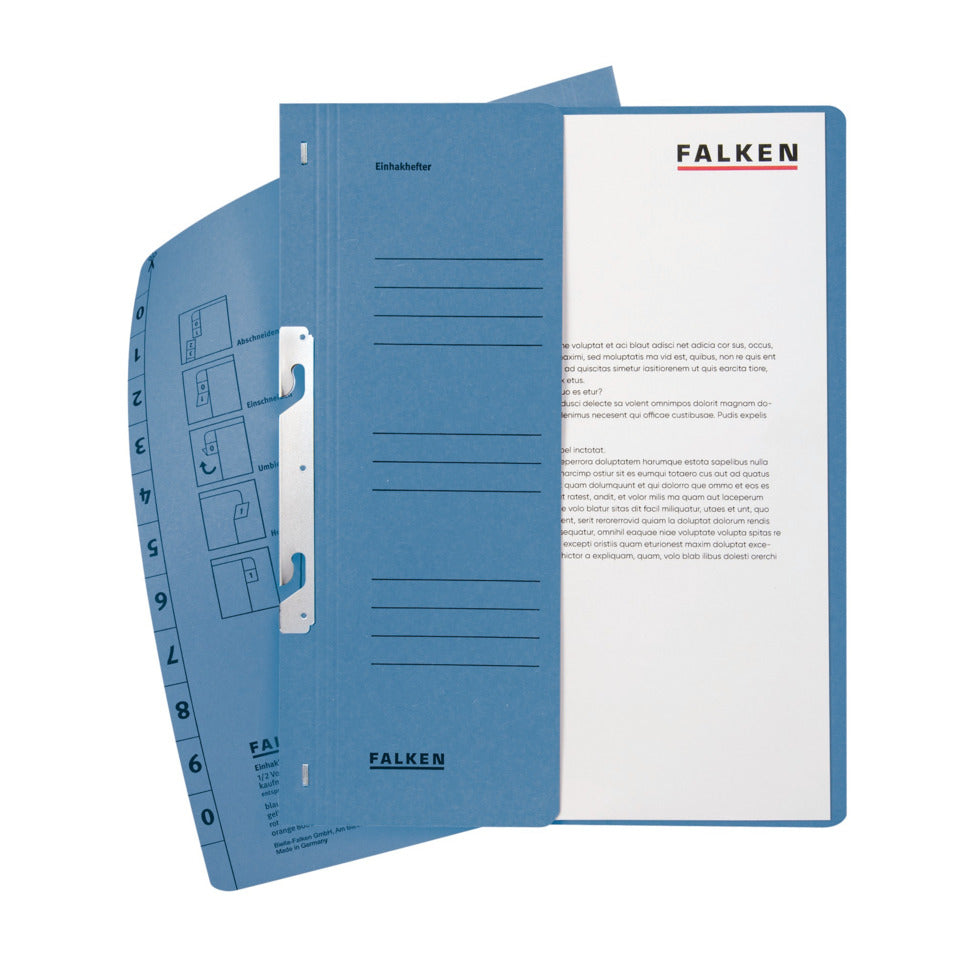 Einhakhefter, A4, 1/2 Vorderdeckel, Behördenheftung, Manilakarton, blau FALKEN 80004021 FALKEN 80004021 1/2-Vorderdeckel