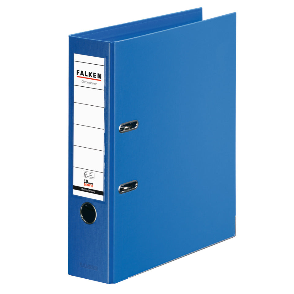 Ordner Chromocolor, DIN A4, PP, 80 mm, breit, auswechselbares Rückenschild, blau FALKEN 11285467 FALKEN 11285467 Chromcolor