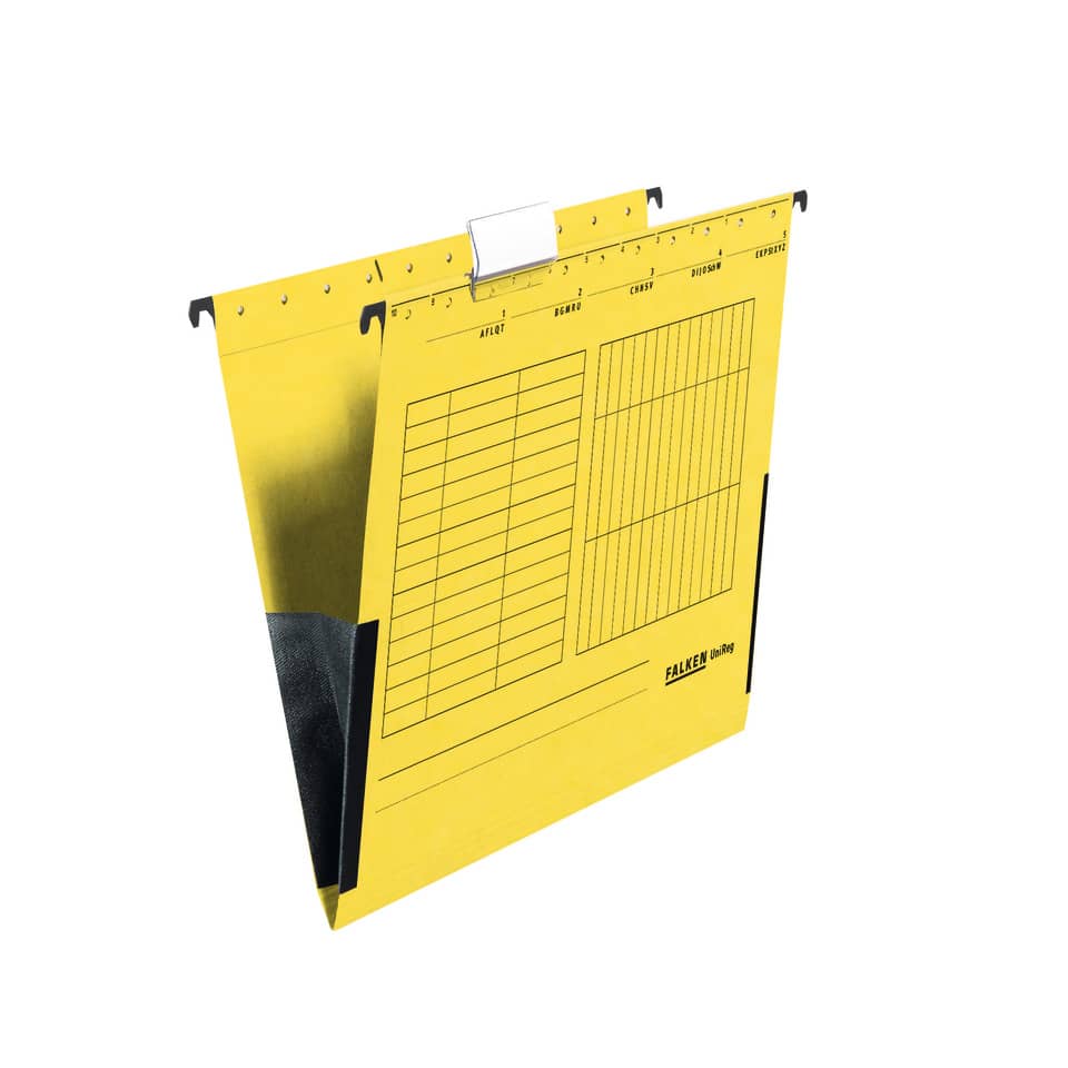 Hängetasche UniReg, 230g/m²-Kraftkarton, mit Leinenfröschen, gelb FALKEN 80002660 FALKEN 80002660 m. Leinenfröschen