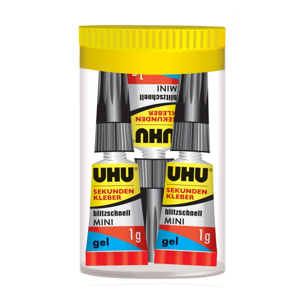 Sekundenkleber blitzschnell MINIS Gel, Aufbewahrungsbox mit 3x1g UHU 45370