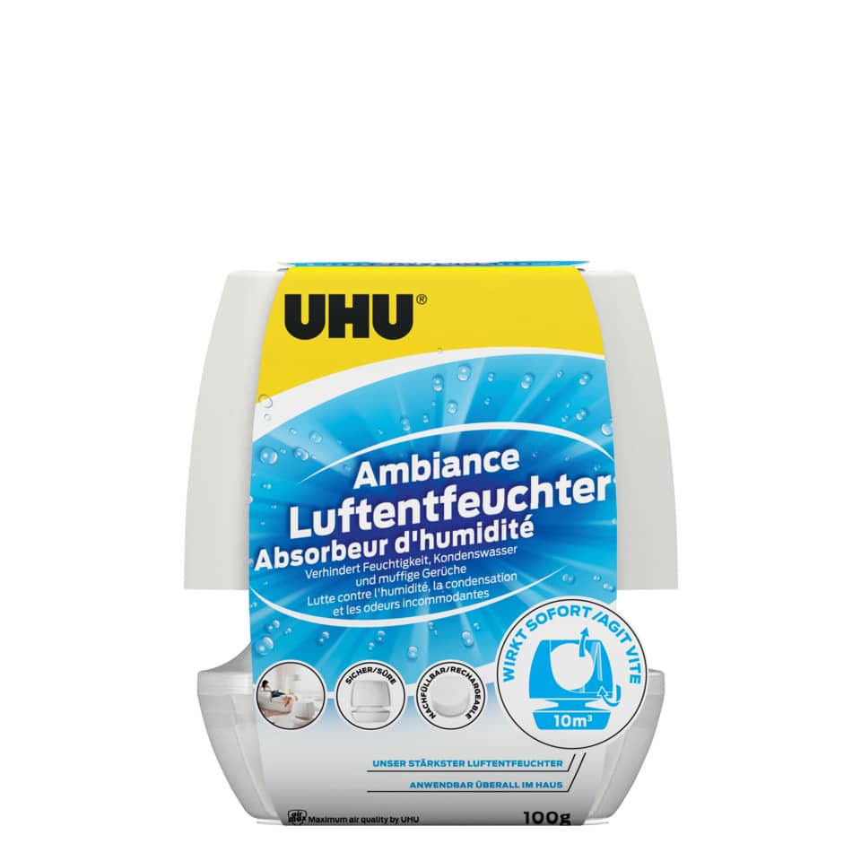 Luftentfeuchter Ambiance, für Räume bis 10 m³, Originalpackung 100 g, weiß UHU 50595 UHU 50595 nachfüllb.