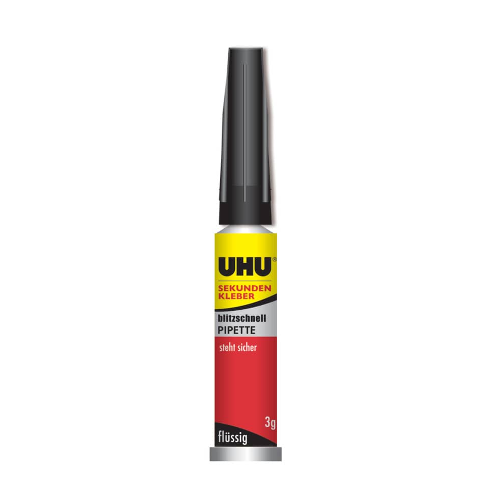 Sekundenkleber blitzschnell PIPETTE, Pipette mit 3 g UHU 45570 UHU 45570 blitzschnell