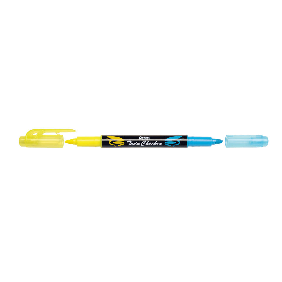 Textmarker Twin Checker SLW8, 1,0-3,5 mm, gelb-hellblau PENTEL SLW8-GS PENTEL SLW8-GS Twin Check