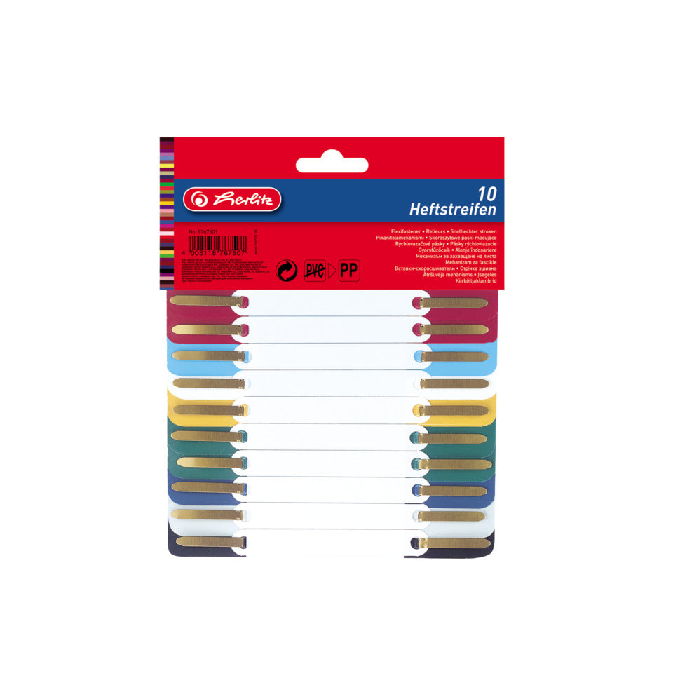 Heftstreifen, 34 x 150 mm, PP, 10 Stück, sortiert HERLITZ 100810120 HERLITZ 100810120 8767501 PP-Folie
