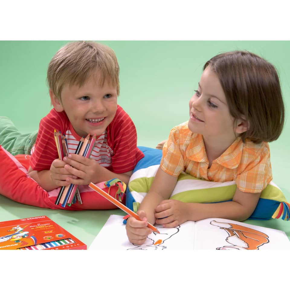 Farbstift Trio®, dick, Kartonetui mit 12 Stiften und 1 Spitzer STABILO 203/2-12 STABILO TRIO 203/2-12 mit Spitzer