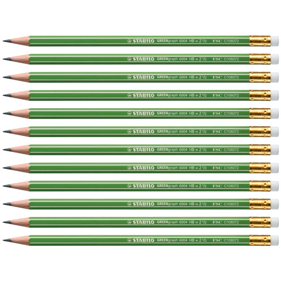 Bleistift mit Radierer GREENgraph® HB STABILO 6004/HB STABILO 6004HB m. Radierer