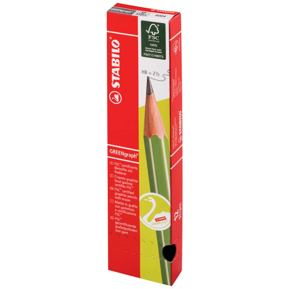 Bleistift mit Radierer GREENgraph® HB STABILO 6004/HB STABILO 6004HB m. Radierer
