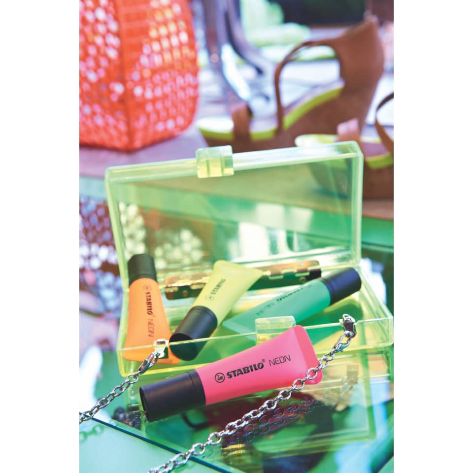 Textmarker Neon, sortiert, Netz mit 4 Stiften STABILO 72/4-1