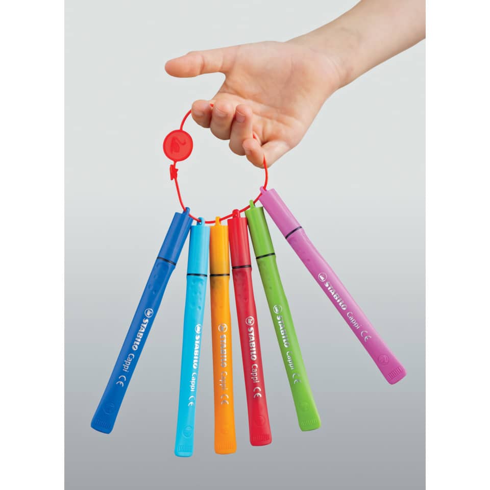 Faserschreiber mit Kappenring Cappi® Etui, 1 mm, sortiert, Kartonetui mit 12 Stiften STABILO 168/12-4 STABILO 168/12-4  Kartonetui