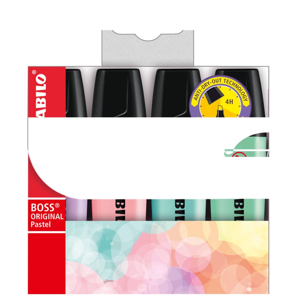 Textmarker BOSS® ORIGINAL Pastel, Etui mit 4 Stiften STABILO 70/4-2