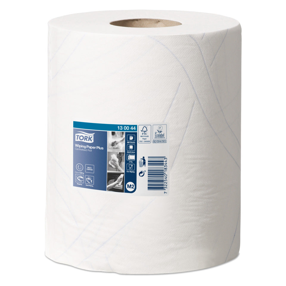 Wischtuch Rolle Premium, System M2, 2-lagig, 6 x 368 Blatt, weiß TORK 130044 TORK 130044  125m 368Tücher