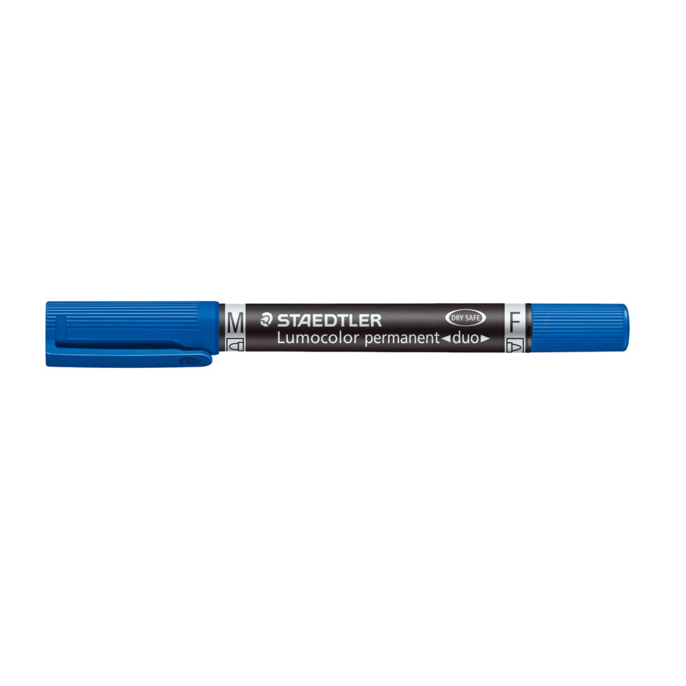 Permanentmarker Lumocolor® duo, nachfüllbar, 0.6 mm und 1.5 mm, blau STAEDTLER 348-3 STAEDTLER Lumocolor 348-3
