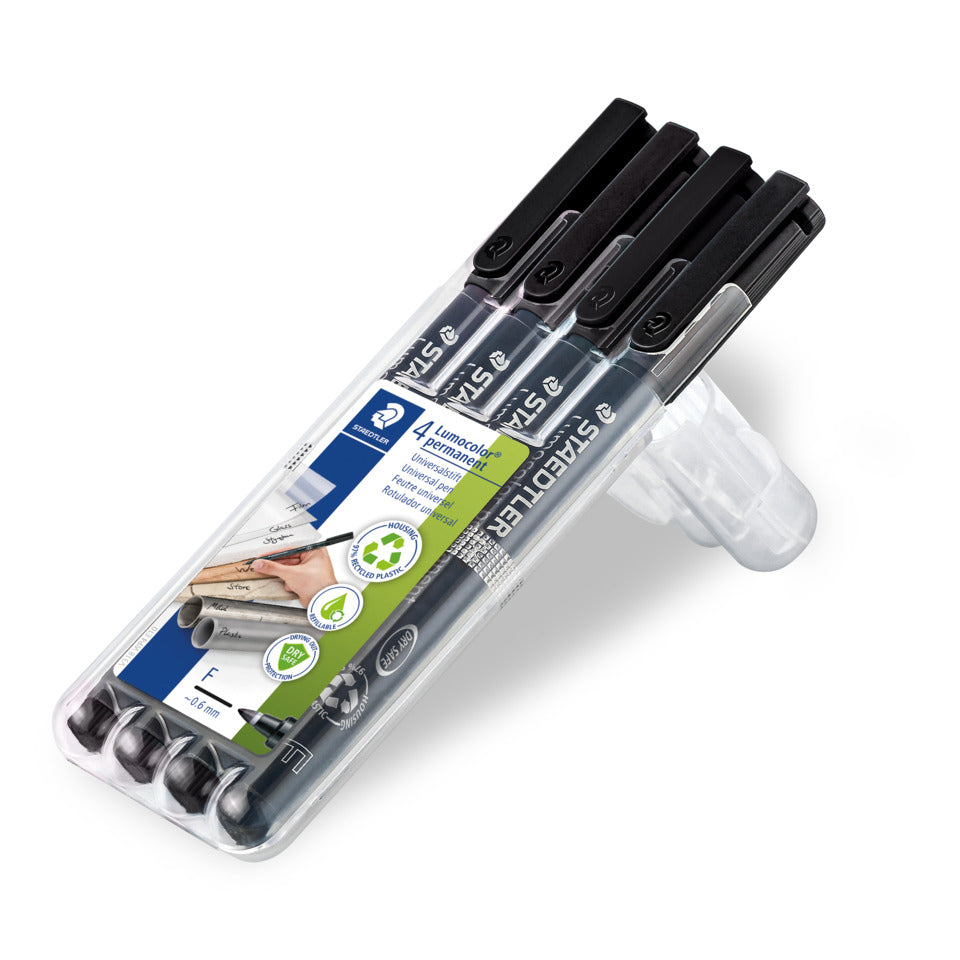 Folienstift Lumocolor® permanent, ca. 0.6 mm, schwarz, 4 Stück STAEDTLER 318-9WP4HZ LUMOCOLOR 318-9WP4HZ