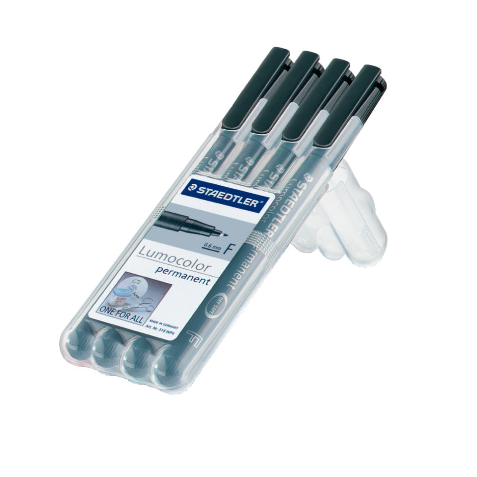 Folienstift Lumocolor® permanent, ca. 0.6 mm, schwarz, 4 Stück STAEDTLER 318-9WP4HZ LUMOCOLOR 318-9WP4HZ